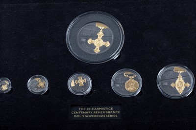 Lot 79 - THE 2018 ARMISTICE CENTENARY REMEMBRANCE GOLD GALLANTRY FIVE COIN SOVEREIGN SET