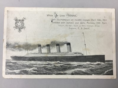 Lot 487 - AN EARLY 20TH CENTURY POSTCARD COMMEMORATING THE TITANIC