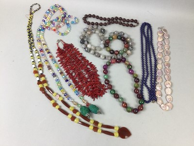 Lot 260A - A COLLECTION OF BEADED NECKLACES AND COSTUME JEWELLERY