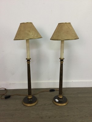 Lot 412 - A PAIR OF COLUMN TABLE LAMPS AND ANOTHER