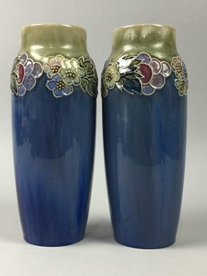 Lot 36 - A PAIR OF DOULTON LAMBETH STONEWARE VASES