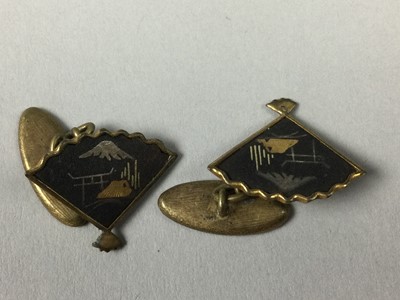 Lot 43 - ASIAN CUFFLINKS, BRACELET AND BROOCH