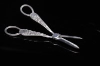 Lot 507 - PAIR OF GEORGE V SILVER GRAPE SCISSORS chased...