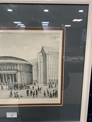 Lot 187 - THE MANCHESTER REFERENCE LIBRARY, A SIGNED LITHOGRAPH BY L S LOWRY