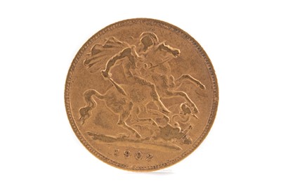 Lot 97 - AN EDWARD VII GOLD HALF SOVEREIGN DATED 1902