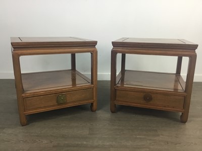 Lot 237 - A PAIR OF CHINESE HARDWOOD SIDE TABLES