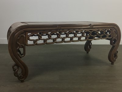 Lot 239 - A CHINESE HARDWOOD LOW TABLE