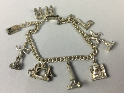 Lot 35 - A SILVER CHARM BRACELET AND OTHER JEWELLERY