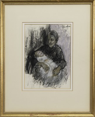 Lot 207 - OLD WOMAN AND CHILD, A PASTEL BY JAMES DOWNIE ROBERTSON