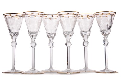 Lot 310 - AN ATTRACTIVE SET OF SIX MOSER 'PAULA' PATTERN WINE GLASSES