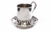 Lot 527 - SILVER CHRISTENING MUG with a scroll handle,...