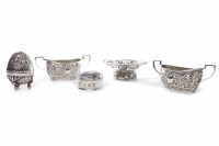 Lot 530 - PAIR OF SILVER TWIN HANDLED OPEN SALT DISHES...