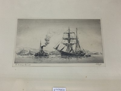 Lot 62 - THE ANCHORAGE, GREENOCK, AN ETCHING BY ARCHIBALD GRIGOR