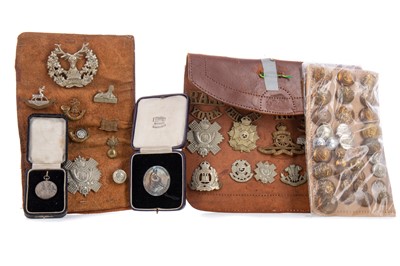 Lot 137 - MILITARY CAP BAGES AND MEDALS