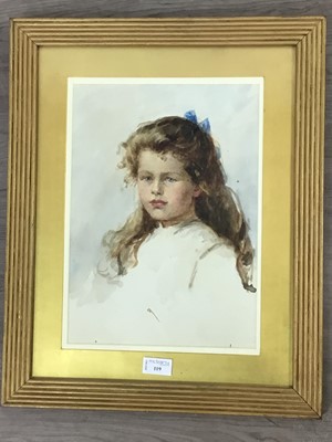 Lot 119 - A 19TH CENTURY WATERCOLOUR OF A GIRL