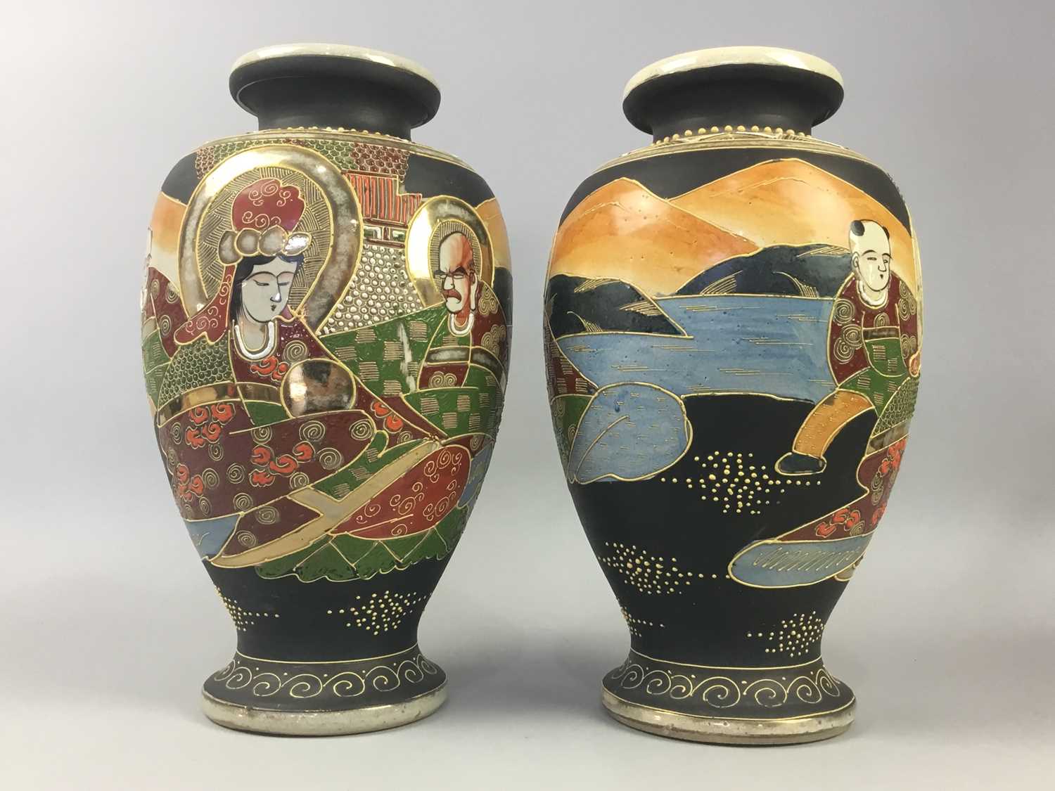 Lot 4 - A PAIR OF MID-20TH CENTURY JAPANESE SATSUMA VASES