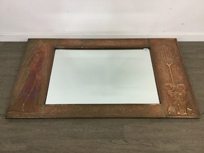 Lot 323 - A GOOD AND LARGE GLASGOW SCHOOL ARTS & CRAFTS HAMMERED COPPER WALL MIRROR