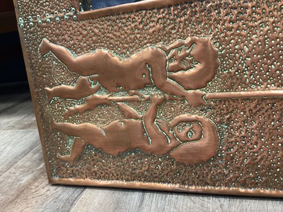 Lot 323 - A GOOD AND LARGE GLASGOW SCHOOL ARTS & CRAFTS HAMMERED COPPER WALL MIRROR
