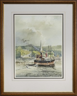 Lot 52 - THE SMERTEST BOAT IN THE TRADE PASSING DUNGLASS CASTLE & HENRY BELL'S MONUMENT