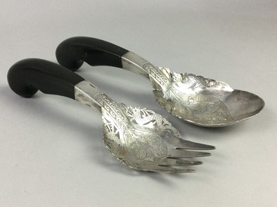 Lot 163 - A PAIR OF WHITE METAL EASTERN SALAD SERVERS