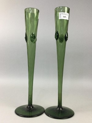 Lot 169 - A PAIR OF TALL ART GLASS VASES