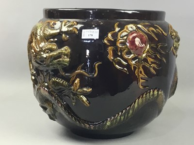 Lot 178 - A VICTORIAN DRAGON JARDINIERE