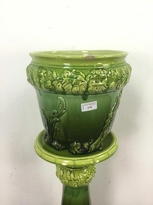 Lot 179 - A VICTORIAN GREEN JARDINIERE AND STAND