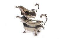 Lot 555 - ATTRACTIVE PAIR OF OVAL SILVER SAUCE BOATS OF...