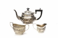 Lot 557 - THREE PIECE SILVER OVAL AFTERNOON TEA SERVICE...