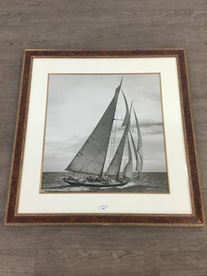 Lot 256 - A MONOCHROME PHOTOGRAPHIC REPRODUCTION OF A YACHT AT SEA