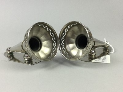 Lot 249 - A PAIR OF SILVER PLATED ROSE TRUMPETS