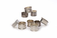 Lot 560 - COLLECTION OF NINE SILVER NAPKIN RINGS various...