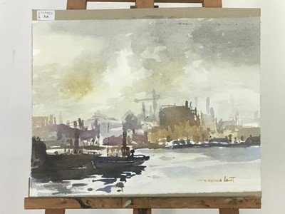 Lot 318 - TUGS ON THE CLYDE, A WATERCOLOUR BY WILLIAM NORMAN GAUNT