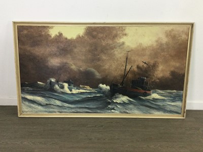 Lot 314 - FISHING BOATS, A LARGE OIL