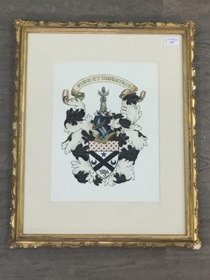 Lot 323 - A HAND-PAINTED COAT OF ARMS