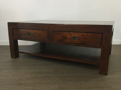 Lot 335 - A STAINED PINE COFFEE TABLE