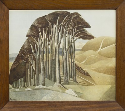 Lot 285 - WOOD ON THE DOWNS, A LITHOGRAPH BY PAUL NASH