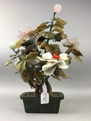 Lot 322 - A CHINESE HARDSTONE FLORAL DISPLAY