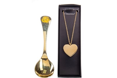 Lot 341 - A GEORG JENSEN SILVER-GILT AND ENAMEL SPOON ALONG WITH A GEORG JENSEN ORNAMENT
