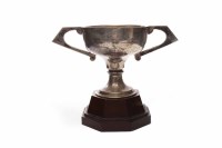 Lot 577 - SMALL 20TH CENTURY SILVER TWO HANDLED TROPHY...