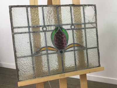 Lot 451 - A PAIR OF GLASGOW STYLE STAINED AND LEADED GLASS PANELS