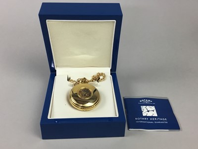 Lot 453 - A ROTARY GOLD PLATED POCKET WATCH