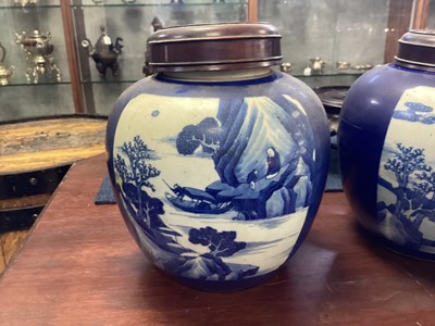 Lot 1094 - A MATCHED PAIR OF CHINESE BLUE AND WHITE GINGER JARS