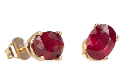 Lot 742 - A PAIR OF TREATED RUBY EARRINGS