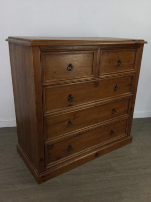 Lot 508 - A PINE CHEST OF TWO SHORT OVER THREE LONG DRAWERS AND A MATCHING BEDSIDE CABINET