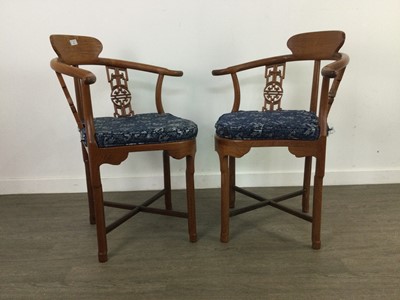 Lot 582 - A PAIR OF CHINESE CORNER CHAIRS