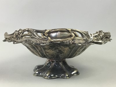 Lot 575 - A SILVER PLATED CAKE BASKET AND OTHER SILVER PLATED WARE