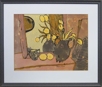 Lot 194 - STILL LIFE WITH TULIPS, A WATERCOLOUR BY CHRISTINE MCARTHUR