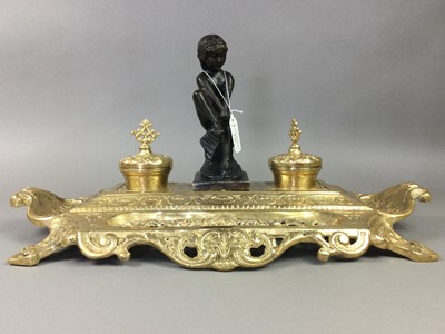 Lot 146 - A REPRODUCTION CAST BRASS DESK STAND IN THE FRENCH TASTE