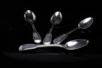Lot 610 - SET OF FOUR GEORGE IV SILVER FIDDLE PATTERN...